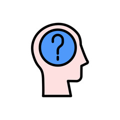 Poster - head question icon. Simple color with outline vector elements of brain process icons for ui and ux, website or mobile application