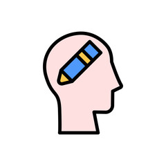 Aufkleber - head pencil icon. Simple color with outline vector elements of brain process icons for ui and ux, website or mobile application