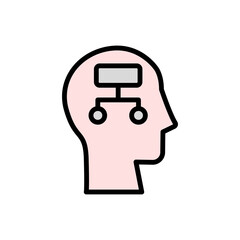 Aufkleber - head analysis icon. Simple color with outline vector elements of brain process icons for ui and ux, website or mobile application