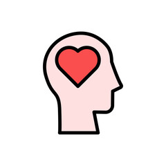Aufkleber - head heart icon. Simple color with outline vector elements of brain process icons for ui and ux, website or mobile application