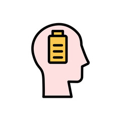 Poster - head battery icon. Simple color with outline vector elements of brain process icons for ui and ux, website or mobile application
