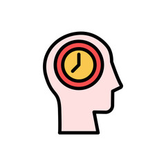 Aufkleber - head clock icon. simple color with outline vector elements of brain process icons for ui and ux, web