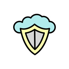 Aufkleber - Cloud, shield icon. Simple color with outline vector elements of internet storage icons for ui and ux, website or mobile application