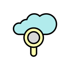 Aufkleber - Cloud, magnifier icon. Simple color with outline vector elements of internet storage icons for ui and ux, website or mobile application