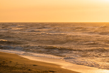 Wall Mural - Big waves on an empty summer beach