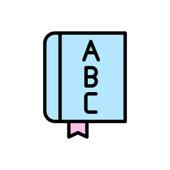 Poster - Book, letters icon. Simple color with outline vector elements of kindergarten icons for ui and ux, website or mobile application