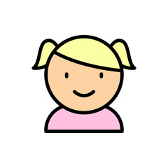 Poster - Girl, child icon. Simple color with outline vector elements of kindergarten icons for ui and ux, website or mobile application