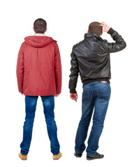 Poster - Back view of couple in winter jacket.