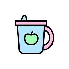 Poster - Cup, drinking bowl icon. Simple color with outline vector elements of kindergarten icons for ui and ux, website or mobile application