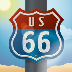 Wall Mural - us 66 route sign