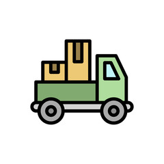 Aufkleber - Delivery truck, manufacturing icon. Simple color with outline vector elements of production icons for ui and ux, website or mobile application