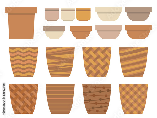 色々な植木鉢 カゴの入れ物のイラストセット Stock Vector Adobe Stock