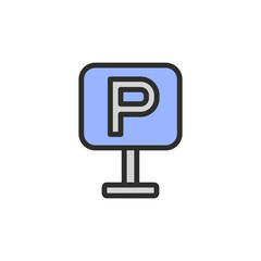 Poster - Sign, parking icon. Simple color with outline vector elements of shopping center icons for ui and ux, website or mobile application