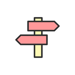 Poster - Signpost, mall icon. Simple color with outline vector elements of shopping center icons for ui and ux, website or mobile application