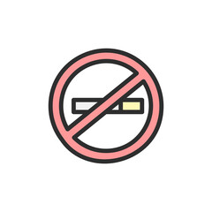 Poster - Sign, no smoking icon. Simple color with outline vector elements of shopping center icons for ui and ux, website or mobile application