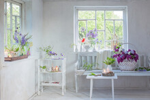 White Vintage Interior With Flowers
