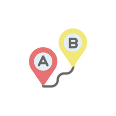 Poster - Route, A, B, map icon. Simple color vector elements of navigation icons for ui and ux, website or mobile application