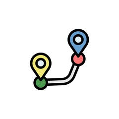 Poster - Route, map icon. Simple color with outline vector elements of navigation icons for ui and ux, website or mobile application