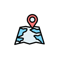 Poster - Worldwide, map, search icon. Simple color with outline vector elements of navigation icons for ui and ux, website or mobile application