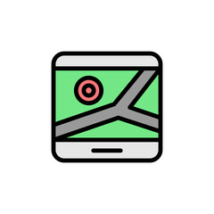 Poster - Map, tablet icon. Simple color with outline vector elements of navigation icons for ui and ux, website or mobile application