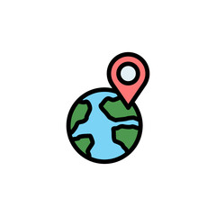 Poster - Earth, location icon. Simple color with outline vector elements of navigation icons for ui and ux, website or mobile application