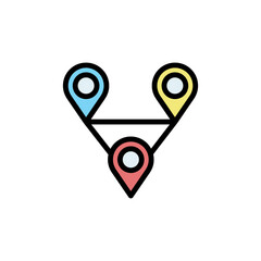 Poster - Route, map icon. Simple color with outline vector elements of navigation icons for ui and ux, website or mobile application