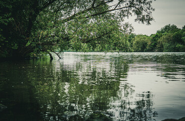 Romantic bathing bay on a river