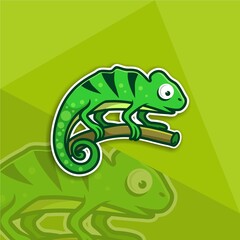 Sticker - premium chameleon vector logo concept