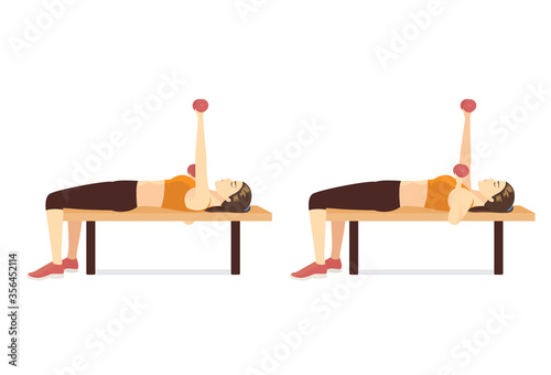 Fotomural Sport Woman doing Alternating Dumbbell Bench Press in 2 steps