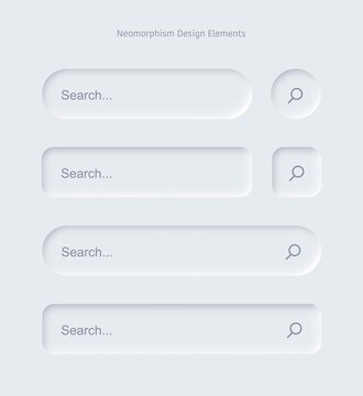 Set of Search bar form templates of neomorphic interface