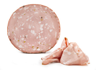 Mortadella Bologna isolated on white