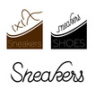 Sneakers shoes fashion, shoelaces, logo graphic vector illustration.