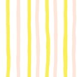 Vertical pink and yellow hand drawn painterly stripes on white seamless background. Repeating striped doodle background.