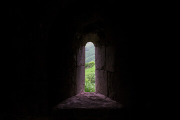 Wall Mural - View from the window of the dark monastic