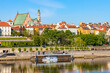 Panoramic view of Stare Miasto Old Town historic quarter with Wybrzerze Gdanskie embankment at Vistula river in Warsaw, Poland