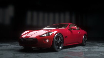 Wall Mural - luxury red sport car . realistic 3d rendering.
