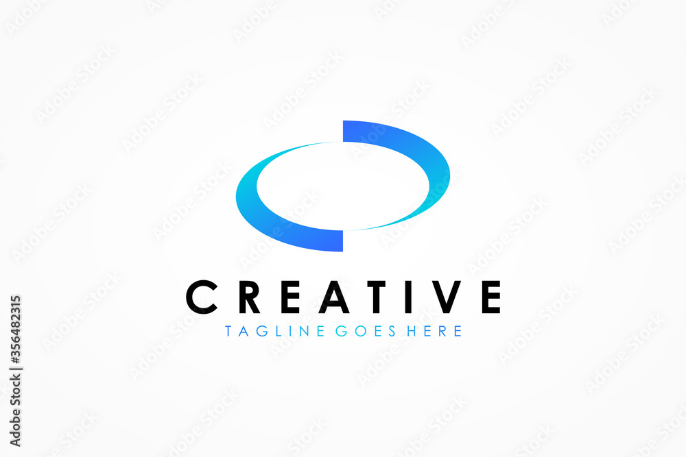 Abstract Initial Letter O Logo. Blue Gradient Circular Waves Style ...