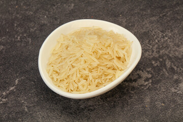 Raw basmati rice in the bowl