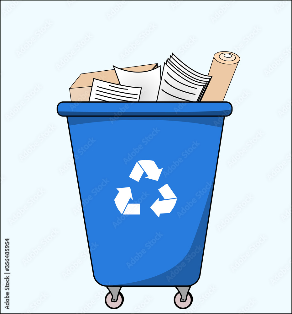Trash dumpster with paper, for recycling. Segregate waste, sorting ...