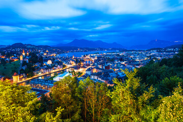 Wall Mural - Lucerne city aerial panoramic view, Switzerland