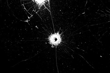 Poster - glass in cracks on a black background.