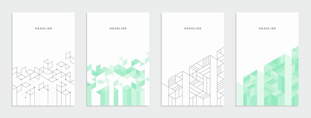 Abstract geometric technological banner. Corporate identity flyer. Vector set background.