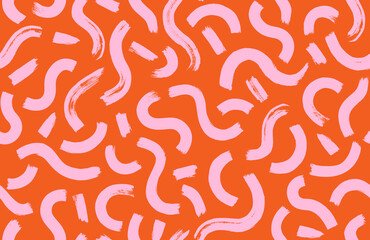 Vector hipster seamless pattern with brush stroke elements. Stylish colorful abstract background.