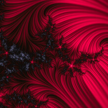 Beauty Fractal With Star, Black And Red Color