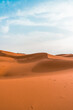 © Edgar Ortiz/ADDICTIVE STOCK - Minimalistic desert landscape with sandy dunes under blue cloudy sky in sunny day