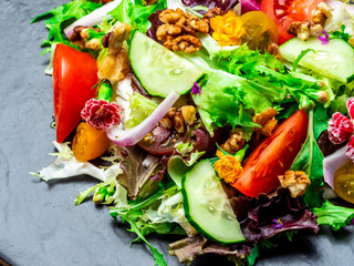 Wall Mural - Salad of different types of lettuce