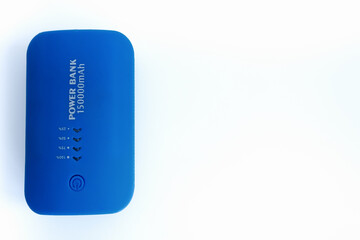 POWERBANK blue on white isolate