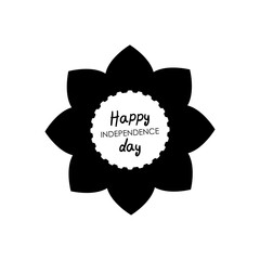 Poster - decorative flower seal with India independence day lettering design, silhouette style