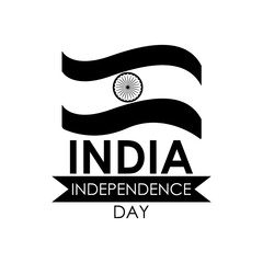 Poster - India independence day lettering design with india flag and decorative ribbon, silhouette style