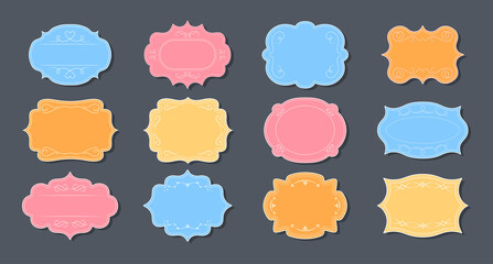 Wall Mural - label ornamental color frames set for text. elegant royal ornate sticker tag. decorative vintage emp